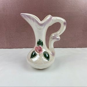 Iridescent Cream Purple Rose Flower Vase